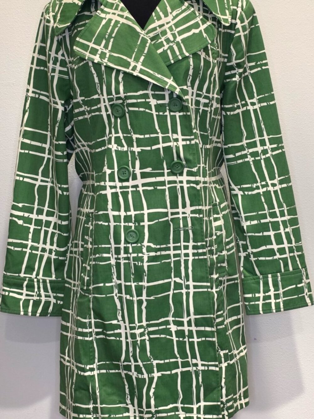 Green and White Peacoat